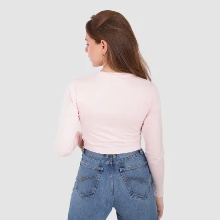 T-shirt femme nouée manches longues avec broderie - KONTAKT