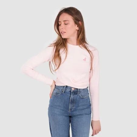 T-shirt femme nouée manches longues avec broderie - KONTAKT