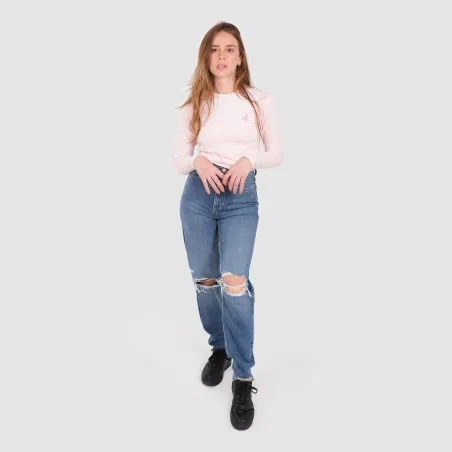 T-shirt femme nouée manches longues avec broderie - KONTAKT