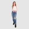 T-shirt femme nouée manches longues avec broderie - KONTAKT