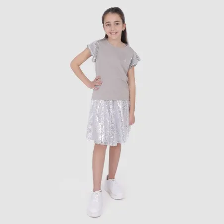 T-shirt fille avec volant en tulle - KONTAKT