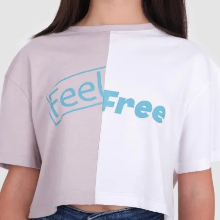 T-shirt fille crop bi-couleur FEEL FREE - KONTAKT