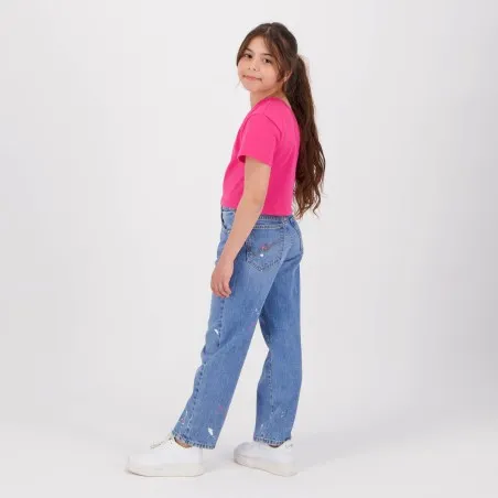 T-shirt fille manche dénudée avec broderie - KONTAKT