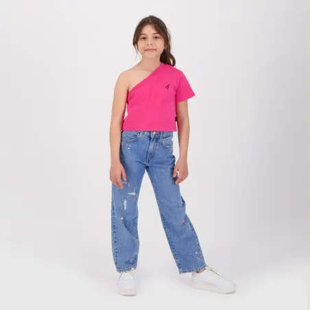 T-shirt fille manche dénudée avec broderie - KONTAKT