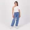 T-shirt fille manche dénudée avec broderie - KONTAKT