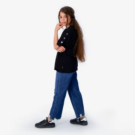 T-shirt fille manches courtes avec boutons pression COQUILLAGES - KONTAKT