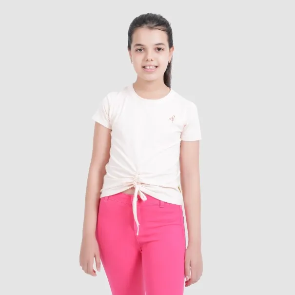 T-shirt fille manches courtes avec cordon de serrage - KONTAKT
