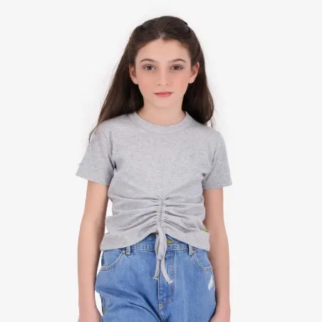 T-shirt fille manches courtes avec cordon de serrage - KONTAKT