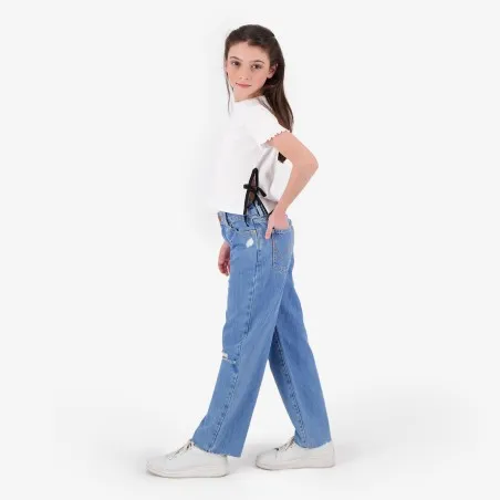 T-shirt fille manches courtes avec nœuds sur le cotés - KONTAKT
