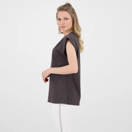 T-shirt femme sans manche avec broderie - KONTAKT