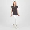 T-shirt femme sans manche avec broderie - KONTAKT