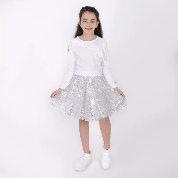 T-shirt fille manches longues avec volant - KONTAKT