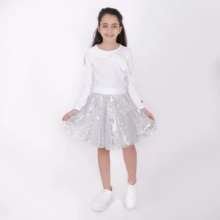 T-shirt fille manches longues avec volant - KONTAKT