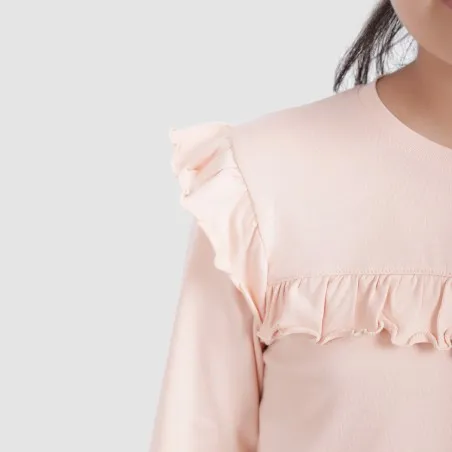 T-shirt fille manches longues avec volant - KONTAKT