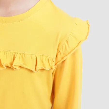 T-shirt fille manches longues avec volant - KONTAKT