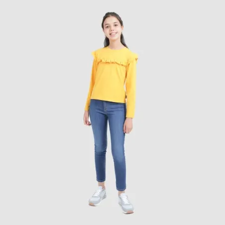 T-shirt fille manches longues avec volant - KONTAKT