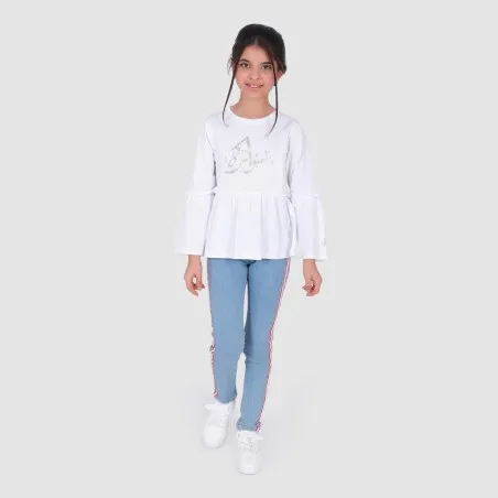 T-shirt fille manches longues avec volant - KONTAKT