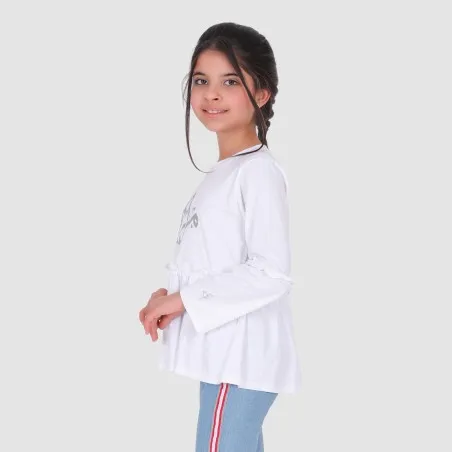 T-shirt fille manches longues avec volant - KONTAKT