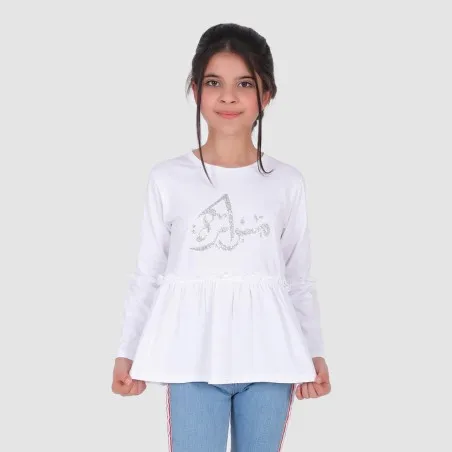 T-shirt fille manches longues avec volant - KONTAKT