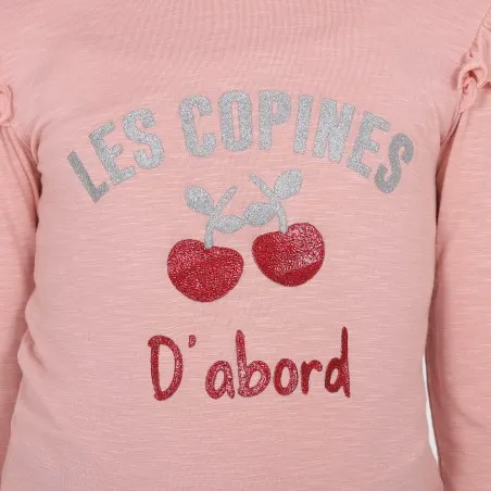 T-shirt fille manches longues avec volant et paillettes LES COPINES D'ABORD - KONTAKT