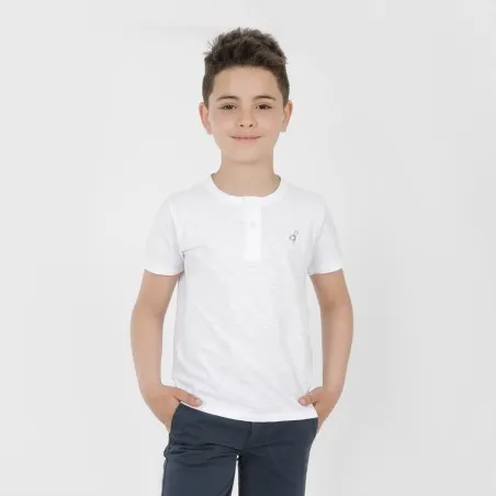 T-shirt garçon manches courtes col tunisien - KONTAKT