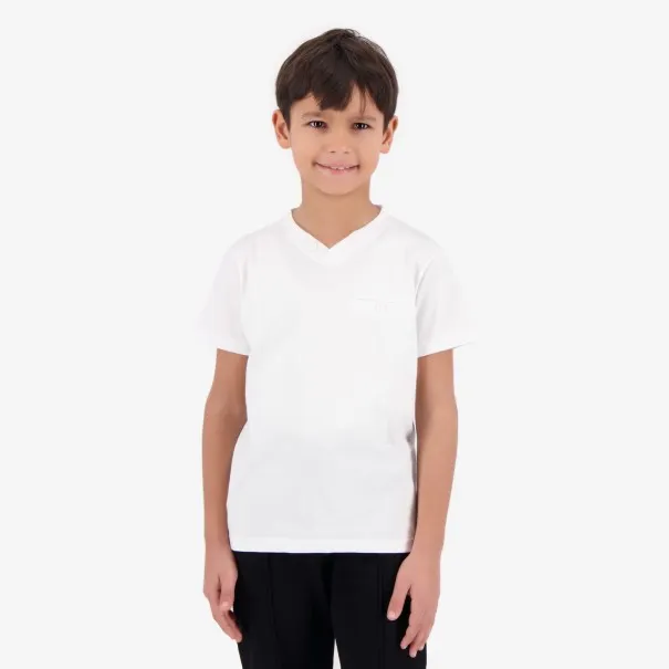 T-shirt garçon manches courtes col tunisien avec poche passepoilée - KONTAKT
