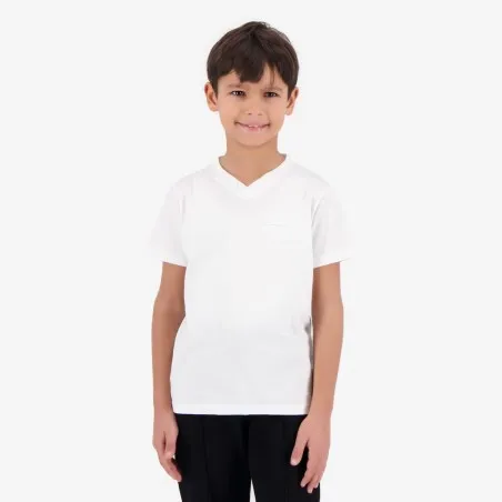T-shirt garçon manches courtes col tunisien avec poche passepoilée - KONTAKT