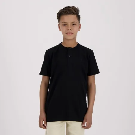 T-shirt garçon manches courtes col tunisien en piqué - KONTAKT