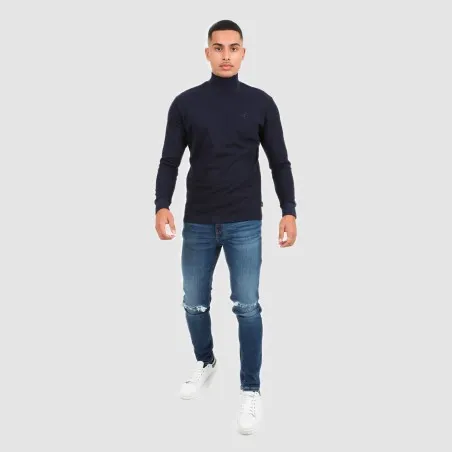 T-shirt homme col cheminé avec broderie - KONTAKT