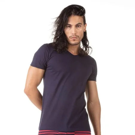 T-shirt homme col V en coton pur - KONTAKT