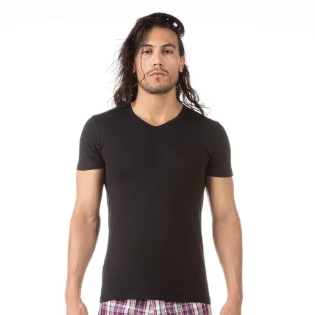 T-shirt homme col V en coton pur - KONTAKT