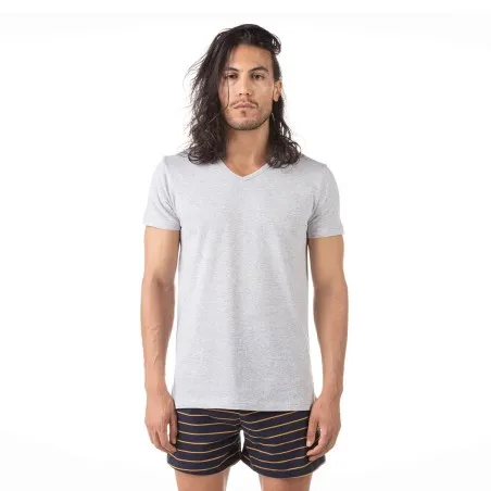 T-shirt homme col V en coton pur - KONTAKT