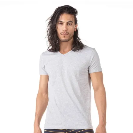 T-shirt homme col V en coton pur - KONTAKT