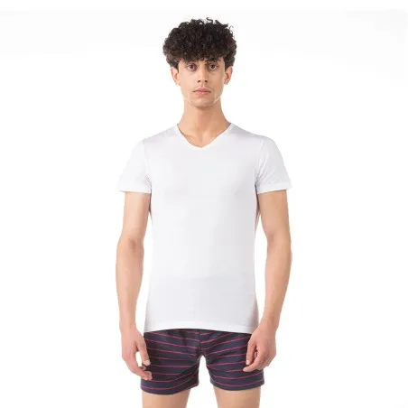 T-shirt homme col V en coton pur - KONTAKT