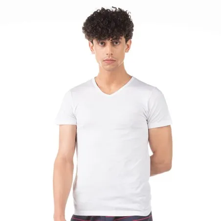 T-shirt homme col V en coton pur - KONTAKT