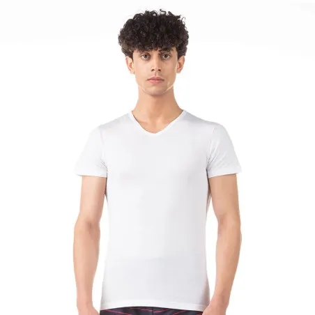 T-shirt homme col V en coton pur - KONTAKT