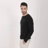 T-shirt homme côtelé manches longues col tunisien avec broderie - KONTAKT