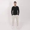 T-shirt homme côtelé manches longues col tunisien avec broderie - KONTAKT