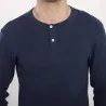 T-shirt homme côtelé manches longues col tunisien avec broderie - KONTAKT