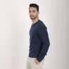 T-shirt homme côtelé manches longues col tunisien avec broderie - KONTAKT