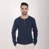 T-shirt homme côtelé manches longues col tunisien avec broderie - KONTAKT