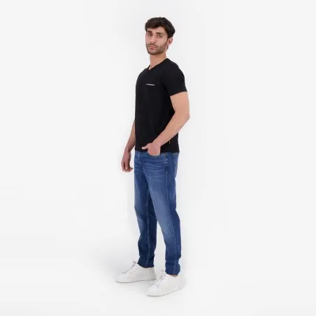 T-shirt homme manches courtes col tunisien et poche passepoilée - KONTAKT