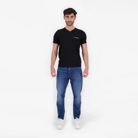 T-shirt homme manches courtes col tunisien et poche passepoilée - KONTAKT