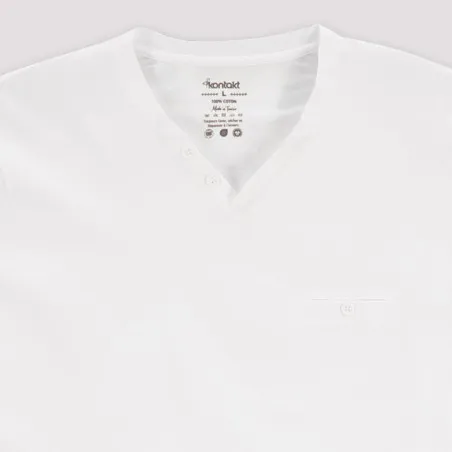 T-shirt homme manches courtes col tunisien et poche passepoilée - KONTAKT