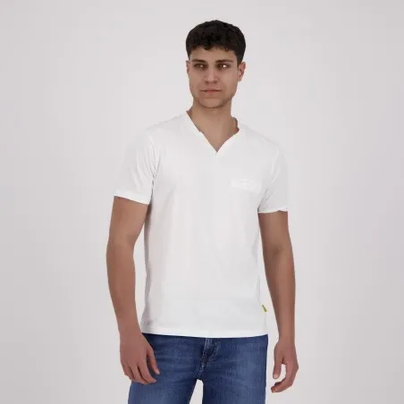 T-shirt homme manches courtes col tunisien et poche passepoilée - KONTAKT