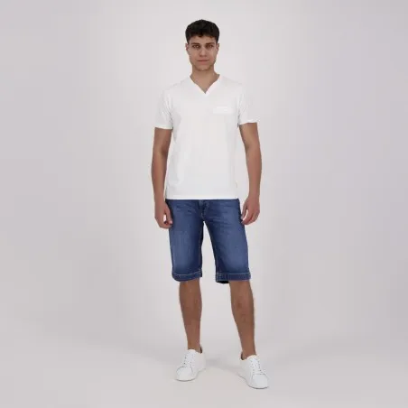 T-shirt homme manches courtes col tunisien et poche passepoilée - KONTAKT