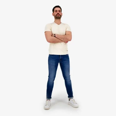 T-shirt homme manches courtes col V avec broderie - KONTAKT