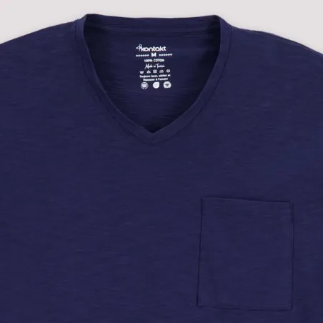 T-shirt homme manches courtes col v avec poche - KONTAKT