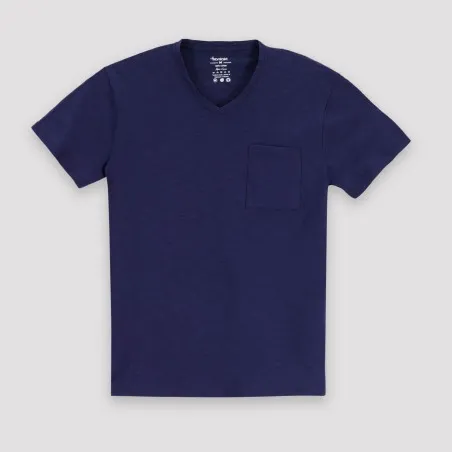 T-shirt homme manches courtes col v avec poche - KONTAKT