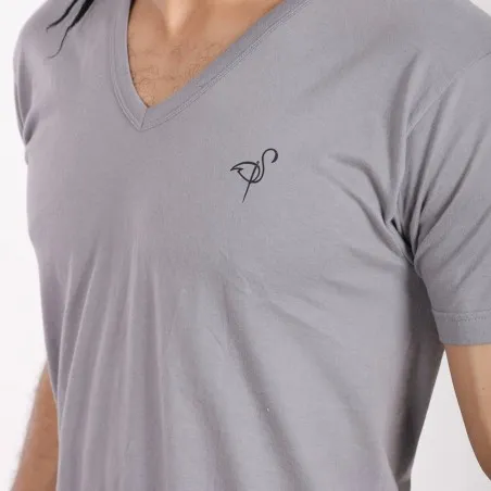T-shirt homme manches courtes col V flamant rose - KONTAKT